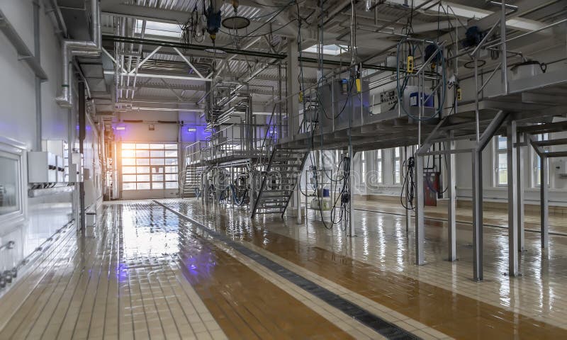 Food industry, processing of whey into milk powder stock images