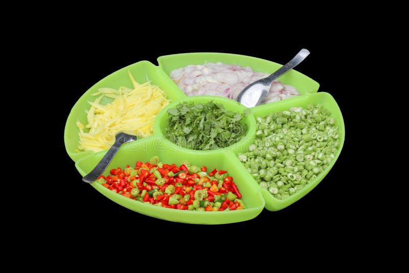 Food Ingredients in the Big Dish,this Have Clipping Path Stock Image