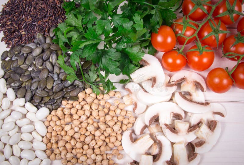 Food Ingredients Containing a Large Amount of Zinc. Healthy Diet Stock