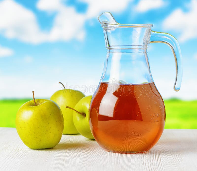 Jug of Apple Juice on Nature Background Stock Photo Image of juice