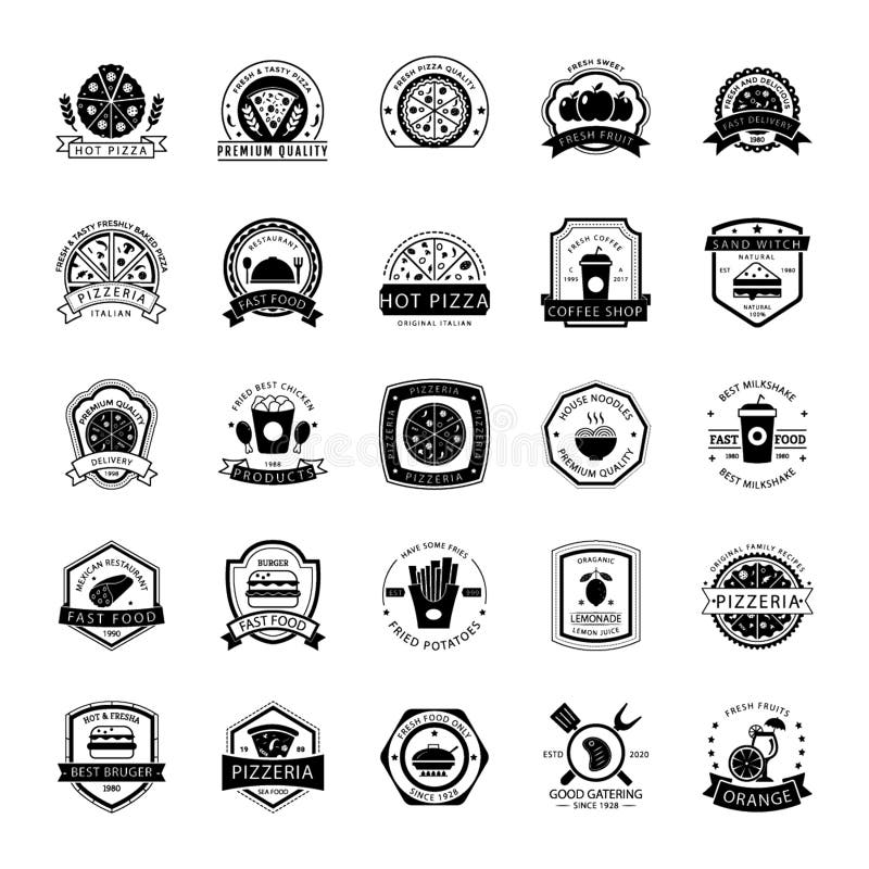 Food Logo Icons Bundle stock vector. Illustration of emblem - 146640626