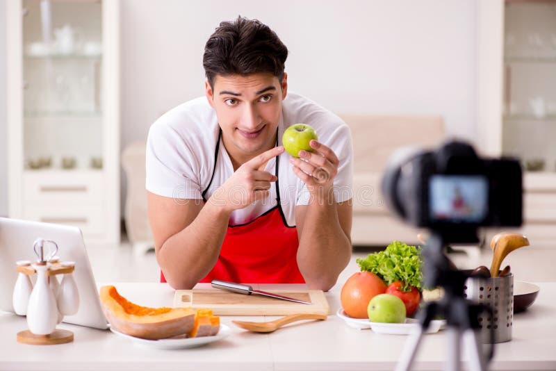 The food nutrition blogger recording video for blog