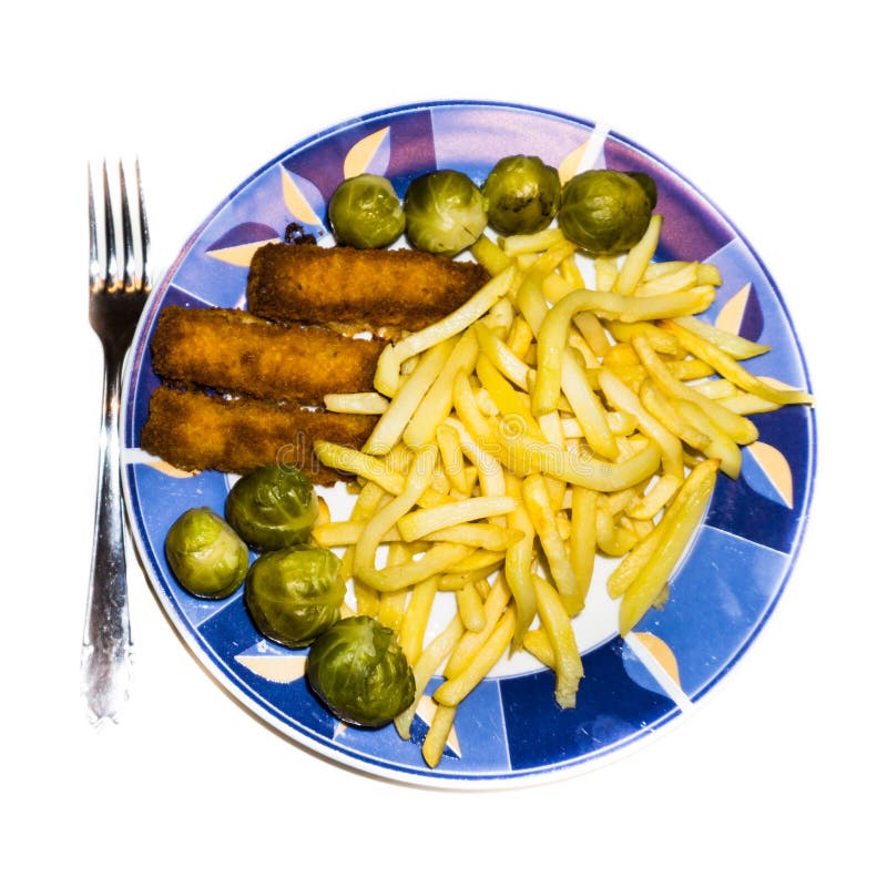 Food on Plate Isolated Chips Cabbage Fish Nutrition Stock Photo Image of lots, isolated 54481016