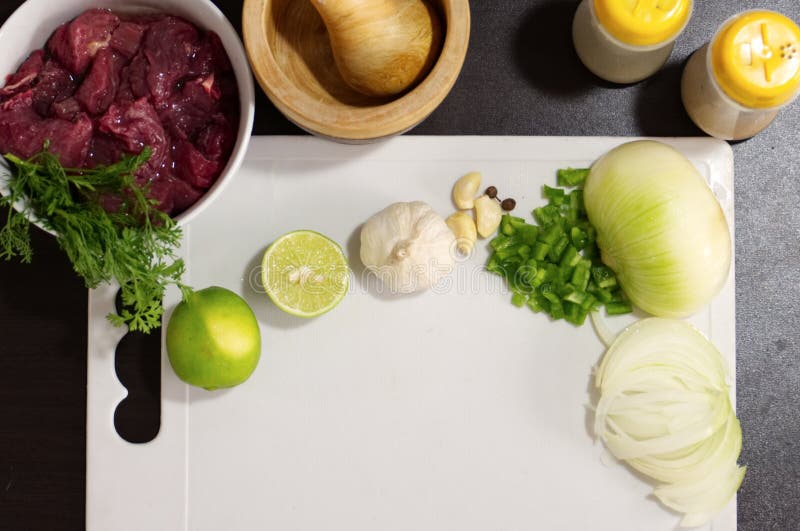 Food Preparation, Meat with Condiments Stock Image Image of eating