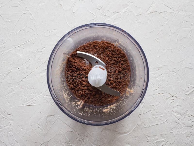 Food Processor with Knife Blades Taken from Overhead Perspective Stock