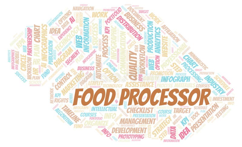 Food Processor typography word cloud create with the text only. royalty free illustration
