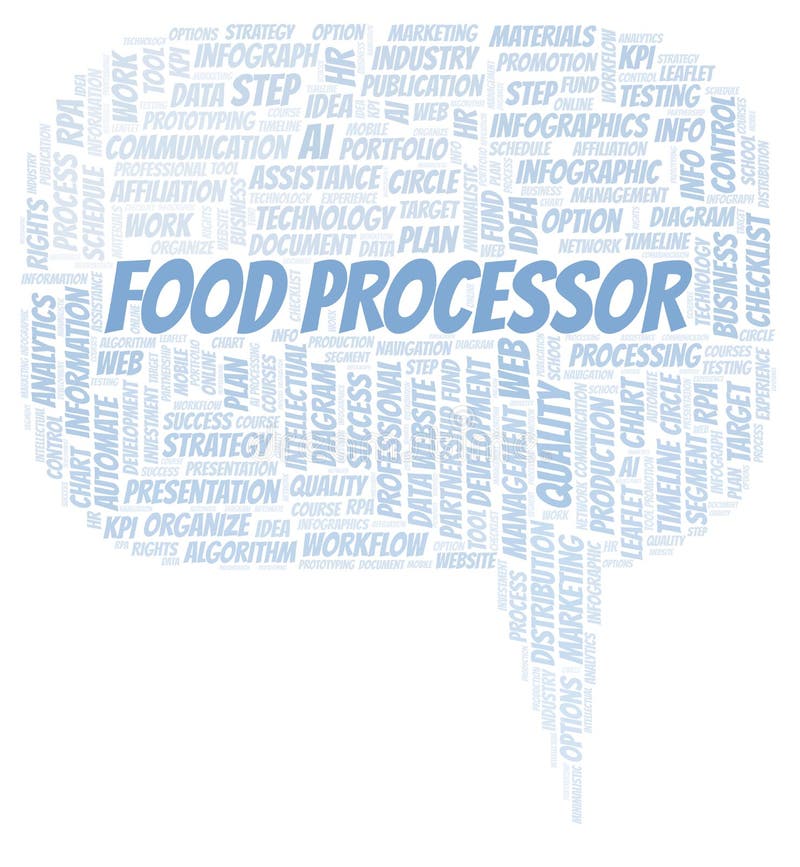 Food Processor typography word cloud create with the text only. royalty free illustration