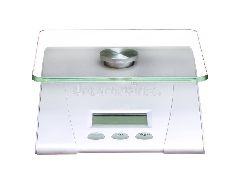 Food scale electronic and digital isolated on white royalty free stock photo