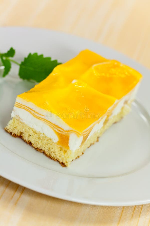Food Series Mango Fancy Cake with Yellow Fruit Je Stock Photo Image