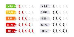 Food Spiciness Level Hot Natural Chili Pepper Icons Spicy And Hot Food Spiciness Level Hot Natural Chili Pepper Icons Spicy And Hot