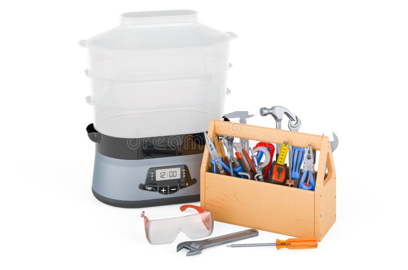 Food Steamer with Toolbox. Repair and Service of Food Steamer, 3D