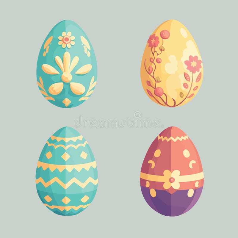 Food Themed Colorful Easter Eggs Collection Stock Vector - Illustration ...