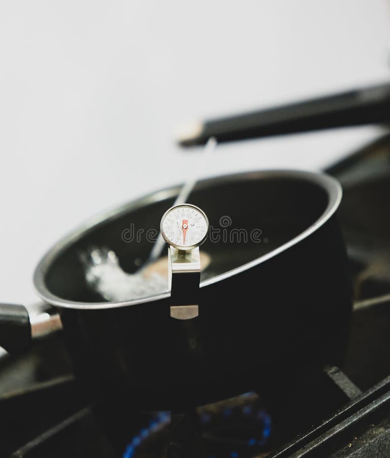 Food Thermometer, Dial Thermometer in Heating Water Stock Image Image