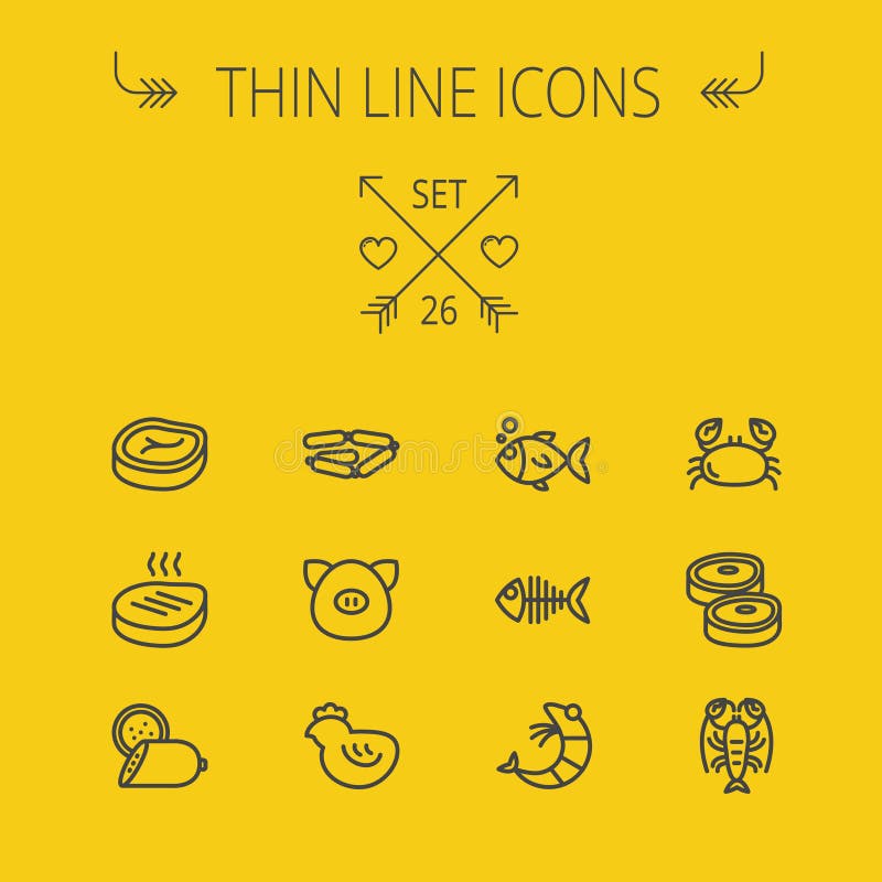 Food thin line icon set vector illustration Food thin line icon set vector illustration