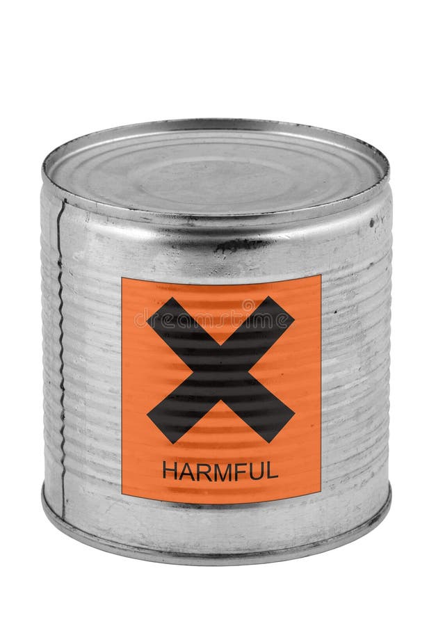 Food tin can with harmful sign