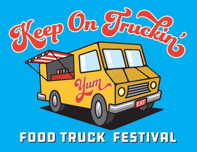 Food Truck Cartoon Vector Illustration.