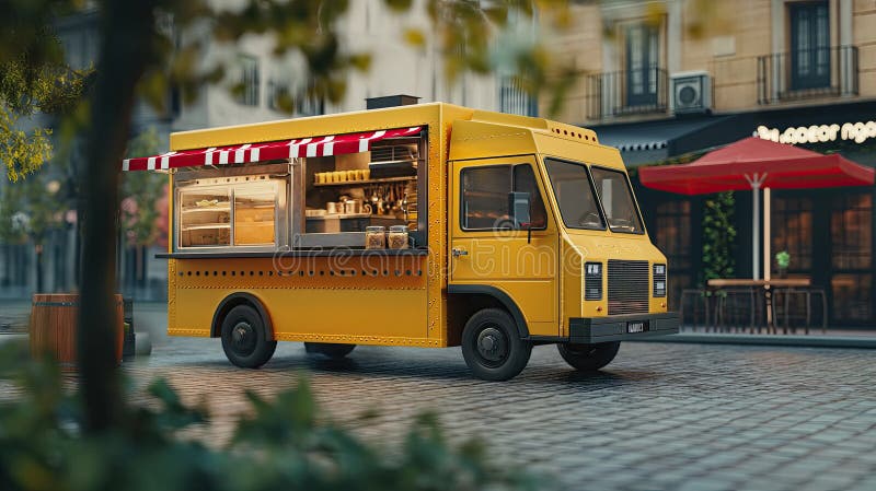 Food truck on the street stock photo. Image of burger - 304053886