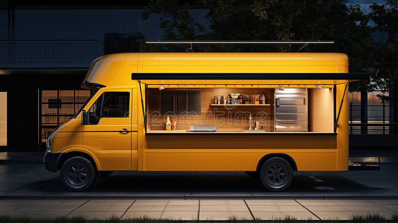Food truck on the street stock image. Image of night - 304055367