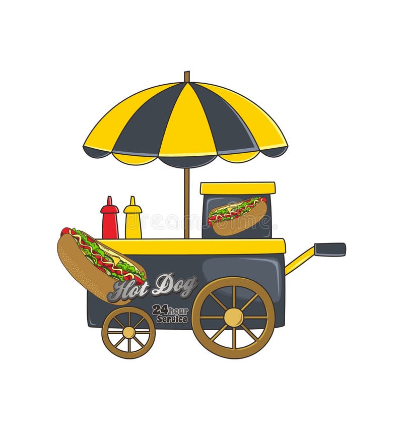 Food vendor cart theme stock vector. Illustration of wheel 40006873