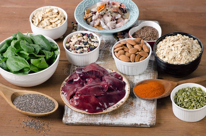 Foods high in Manganese. stock image Foods high in Manganese. stock image