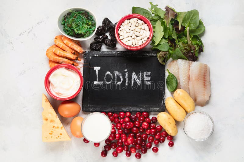 Foods rich in iodine stock photo