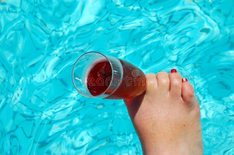 Foot with champagne glass