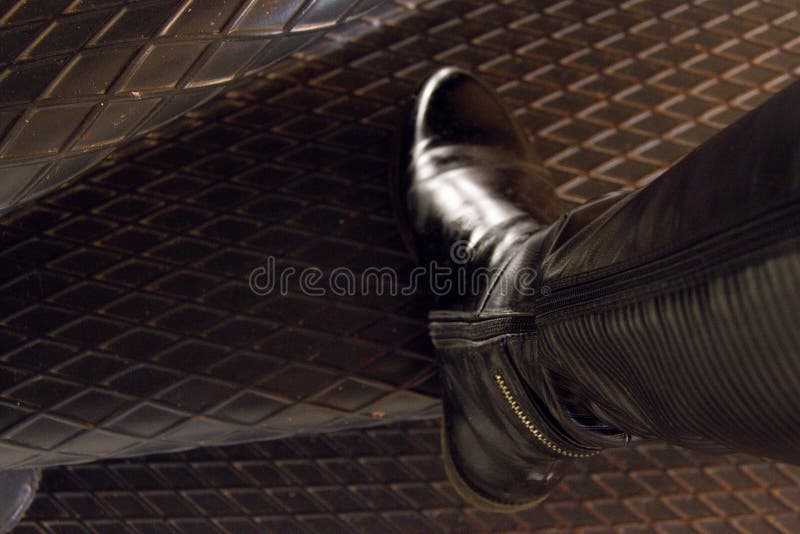 Foot in a Highh Shoe on a Metal Steps Stock Photo - Image of climb ...