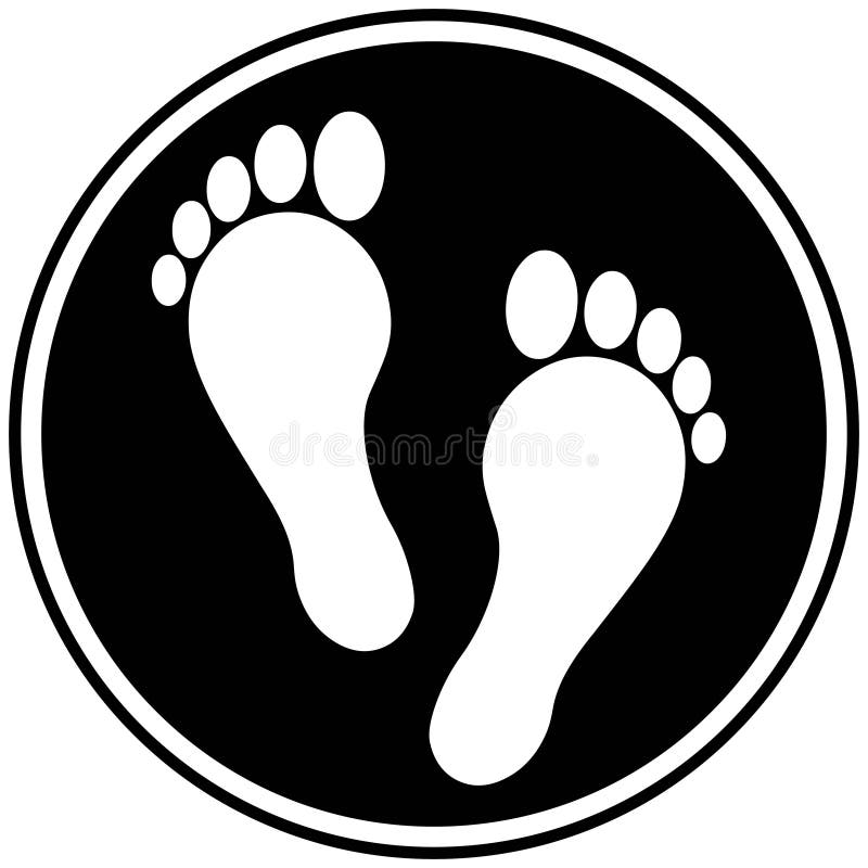 Foot Symbol Marking The Standing Position, The Floor As Markers For