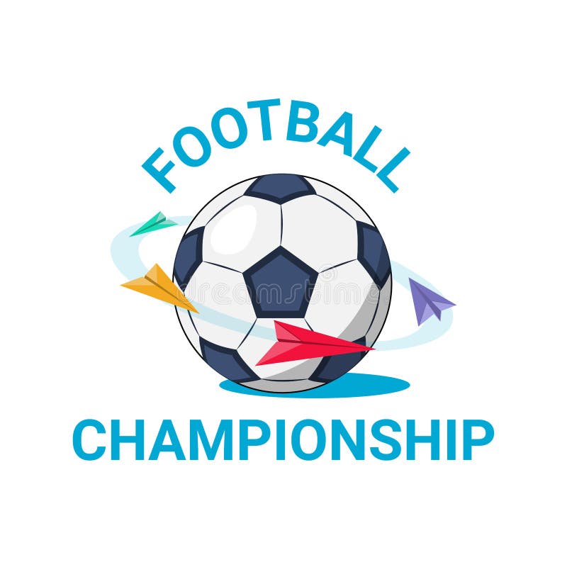 Cartoon Soccer Ball with Flying Around Paper Airplanes Stock Vector