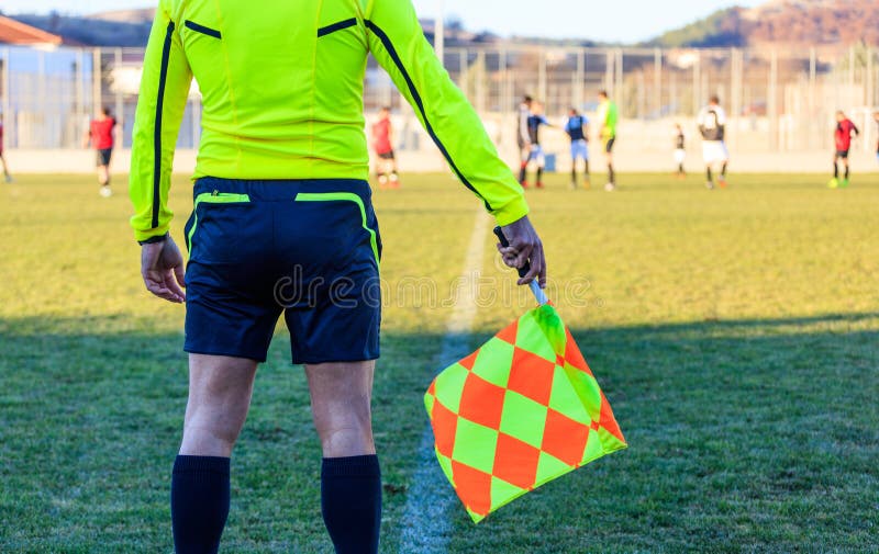 Football Assistant Referee in Action Stock Image Image of male, empty