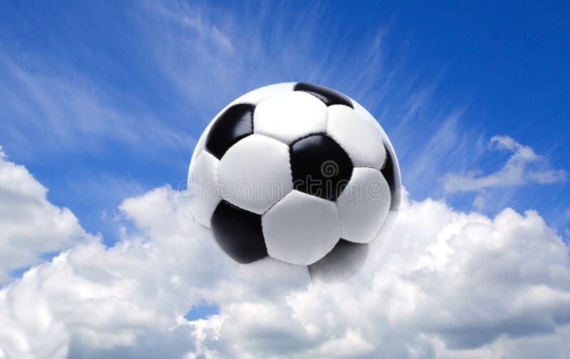 Football ball in the sky stock image. Image of cloud, relaxation 8460271