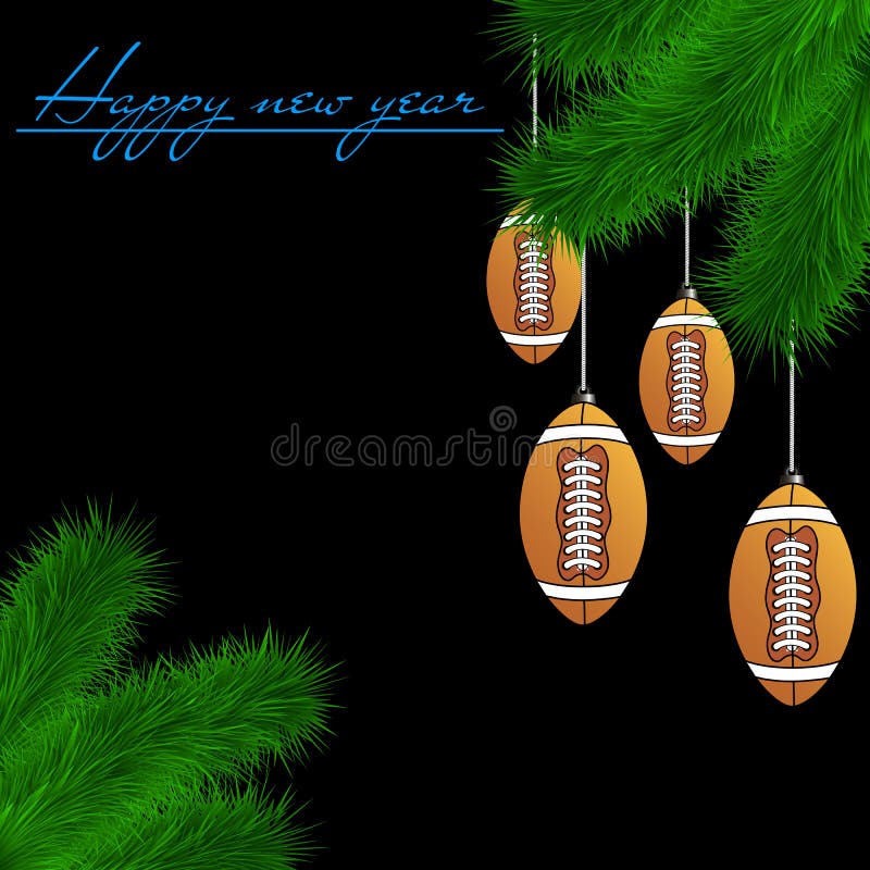 Football Balls On Christmas Tree Branch Stock Vector - Illustration of game, hanging: 83110908