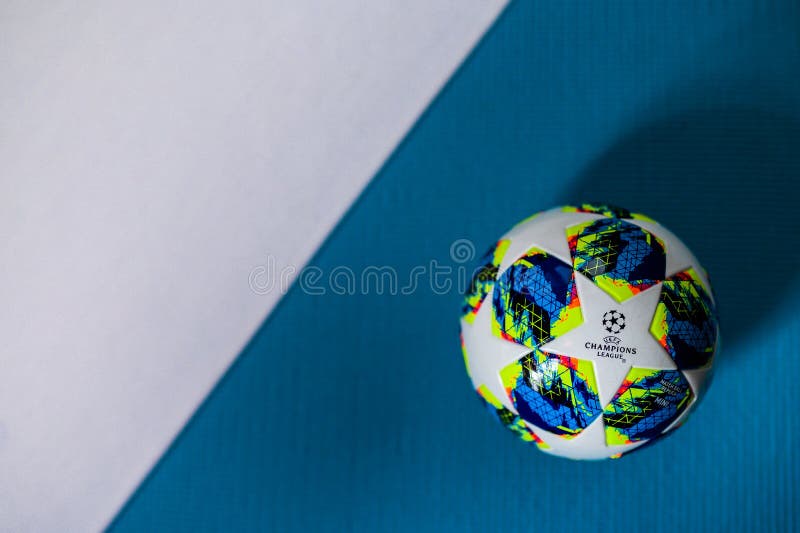 Football Champions League Ball for Season 2020, Blue Background, White Edit  Space Editorial Image - Image of editorial, light: 170335545