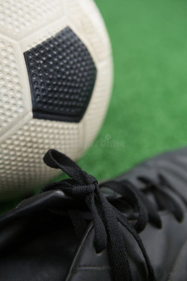Football and Cleats on Artificial Grass Stock Image Image of goal