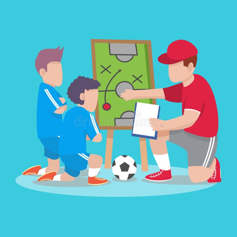 Football Coach Giving Advice To Children Stock Vector - Illustration of  cartoon, match: 230264426