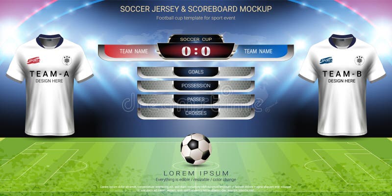 Scoreboard Mockup. Soccer Template. Soccer Mockup. Soccer Equipment Mockup.