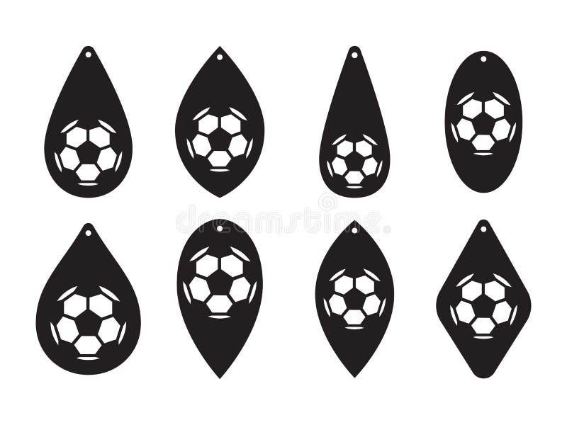 Football earrings. Lasercut template. Sport ball leather earring templates. Vector illustration