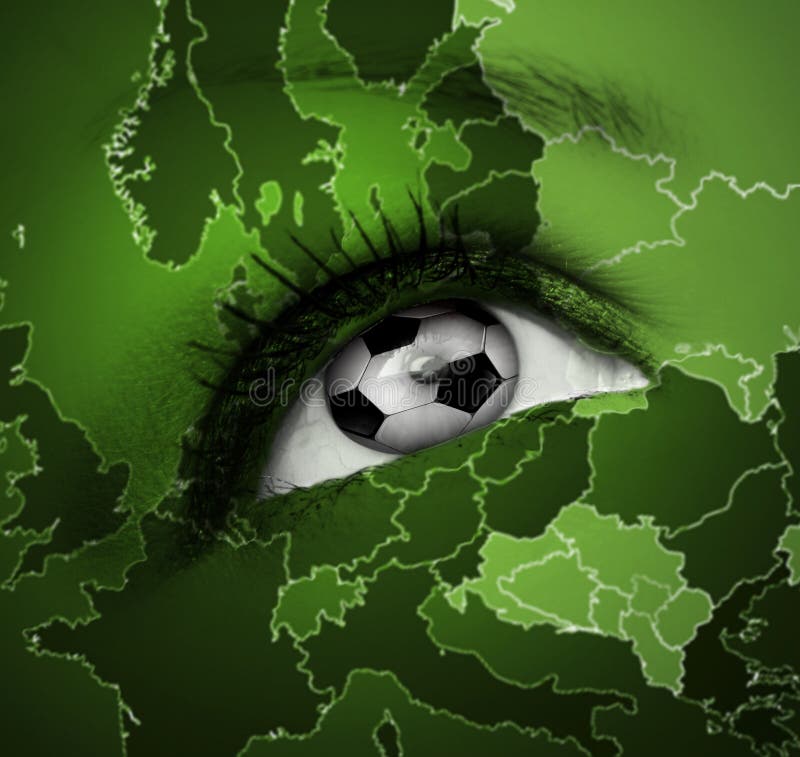 Football Eye with European Map Texture Stock Illustration