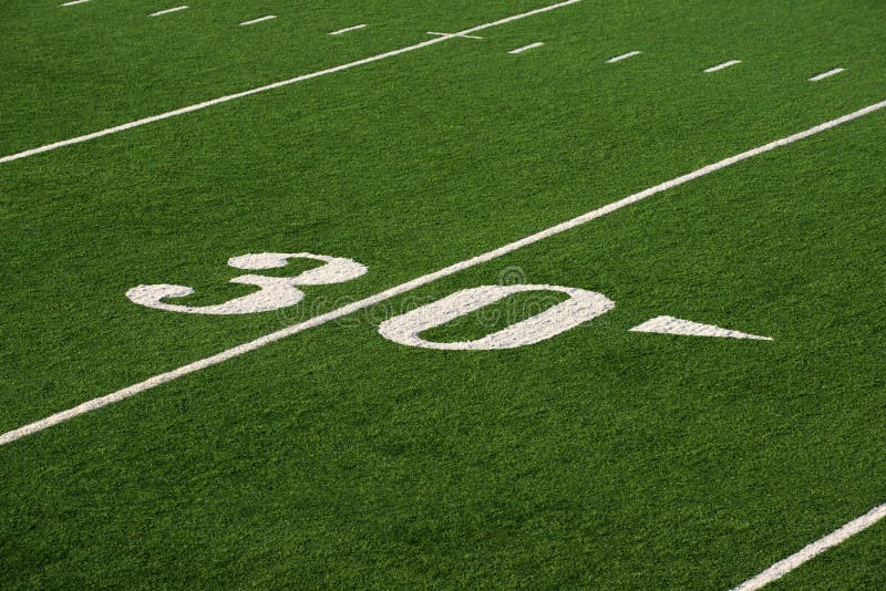 Thirty Yard Line on Football Field Stock Photo Image of color