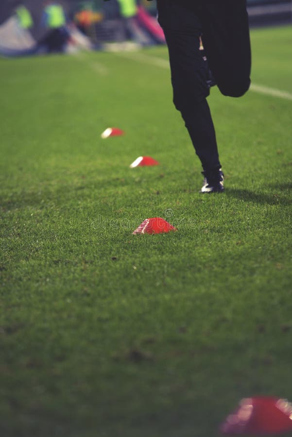 Football field training equipment royalty free stock images