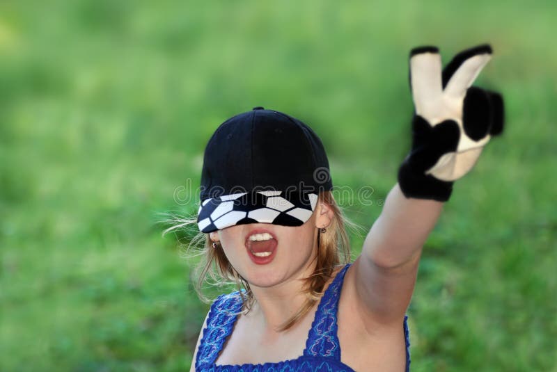 Football. Girl Fan stock photo. Image of play, victory 25387598