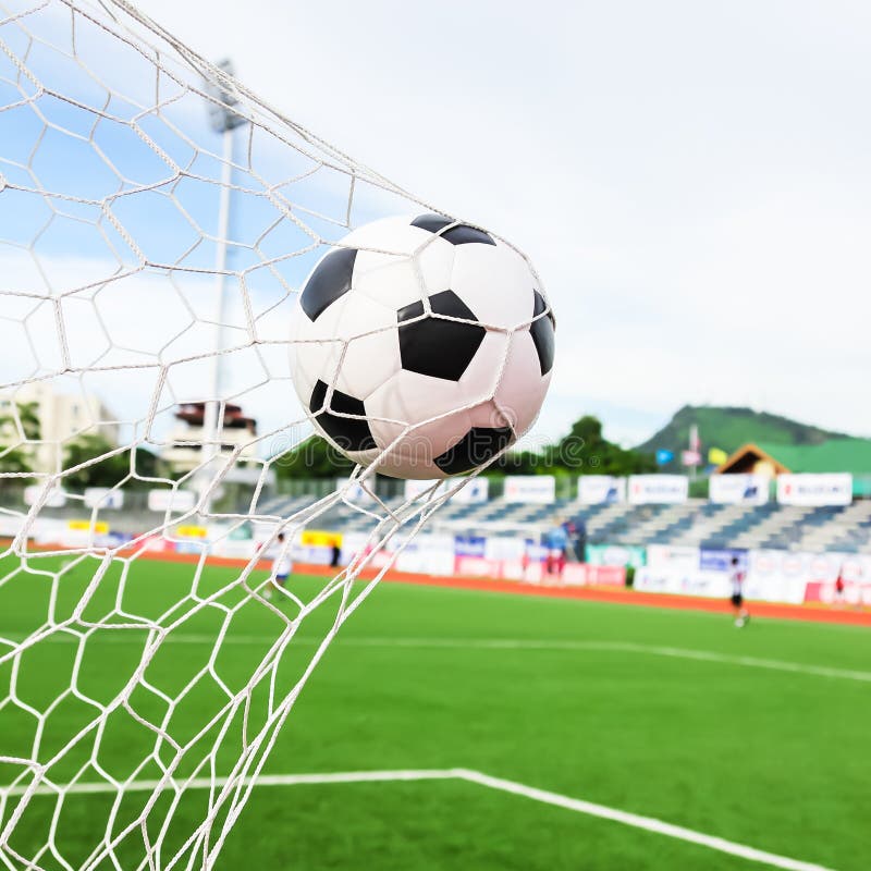 Football in the goal net stock photo. Image of equipment 28909812