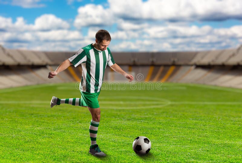 Football-player on the Football Ground Stock Image - Image of kick