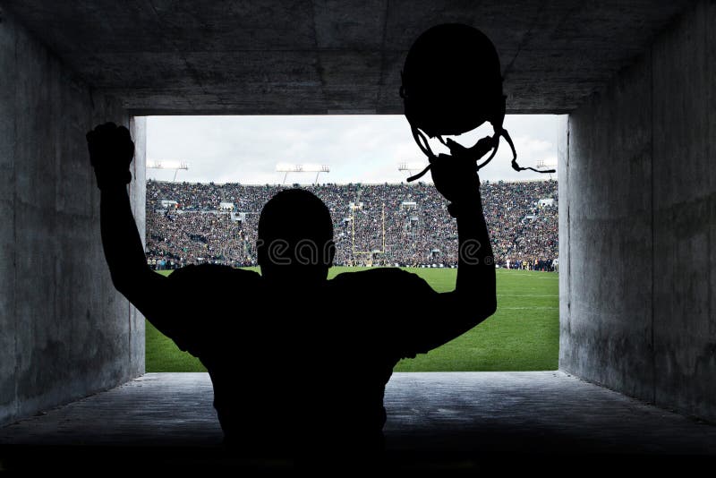 Football Player running out of the Stadium Tunnel