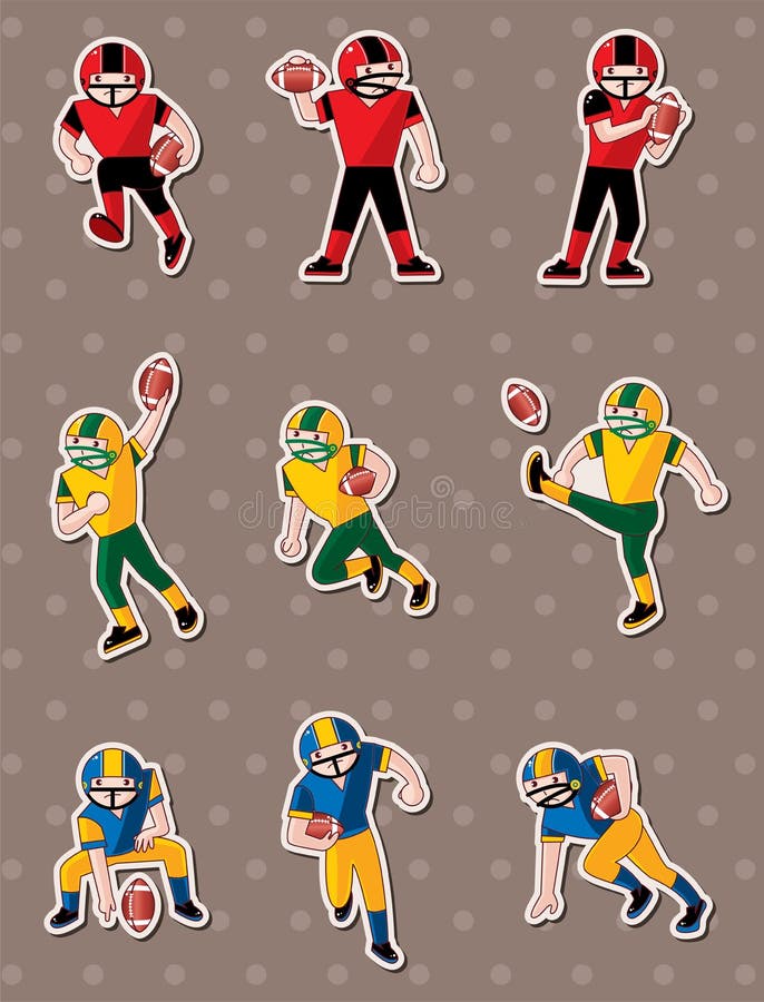 Football player stickers,cartoon vector illustration