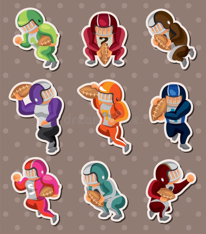 Football player stickers,cute cartoon vector illusttration