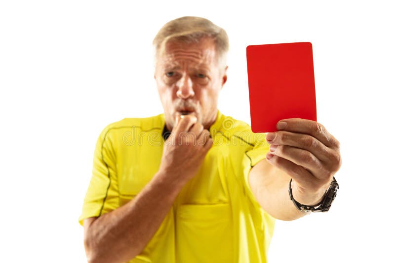 Football Referee Showing A Red Card To A Displeased Player