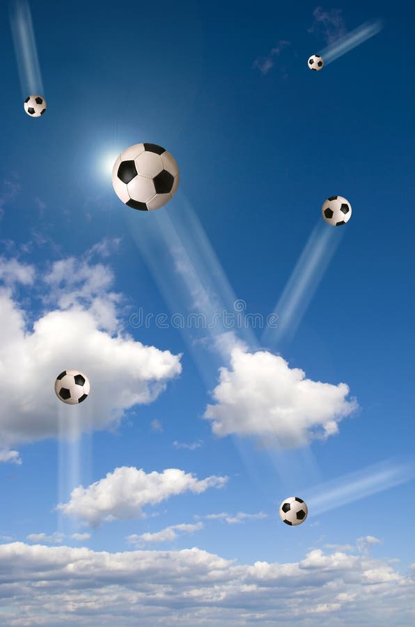 Football in the sky stock image. Image of spheres, flying 4719093