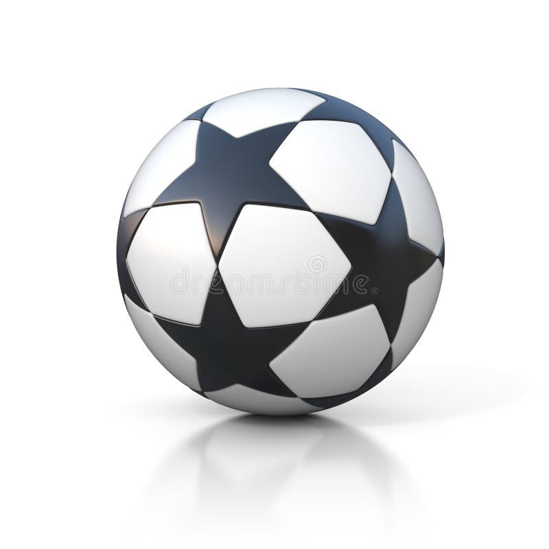 Football Soccer Ball With Star Pattern On White Stock Illustration