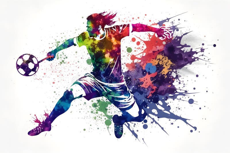 Football or Soccer player kicking ball. Colorful Watercolor effe #2 Jigsaw  Puzzle